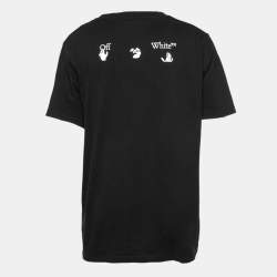 Pre Owned Off-White Black Logo Print Cotton T-Shirt 2XL