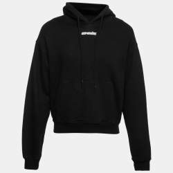 مملوكة مسبقًا Off-White Black Logo Printed Cotton Hoodie S
