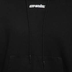 مملوكة مسبقًا Off-White Black Logo Printed Cotton Hoodie S