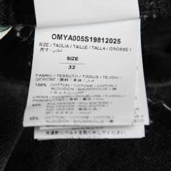 Off-White Black Distressed Denim Logo Print Jeans M Waist 32"