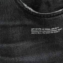 Off-White Black Distressed Denim Logo Print Jeans M Waist 32"