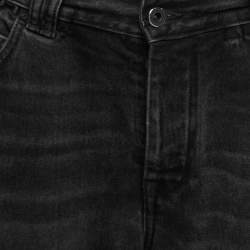 Off-White Black Distressed Denim Logo Print Jeans M Waist 32"