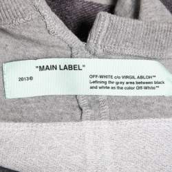 Off-White Grey Cotton Logo Embroidered Asymmetric Hemline T-Shirt L