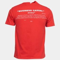 Off-White Red Business Casual Print Cotton T-Shirt S