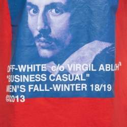 Off-White Red Business Casual Print Cotton T-Shirt S
