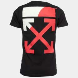 Pre Owned Off-White Black Cotton Arrow Print T-Shirt XS