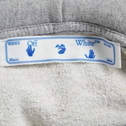 Off-White Grey Cotton Logo Print Hooded Sweatshirt S