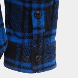 Off-White Blue Checked Quote Flannel Long Sleeve Shirt L