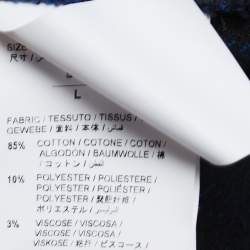 Off-White Blue Checked Quote Flannel Long Sleeve Shirt L
