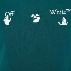 Off-White Green Logo Printed Cotton Knit Crewneck T-Shirt XS
