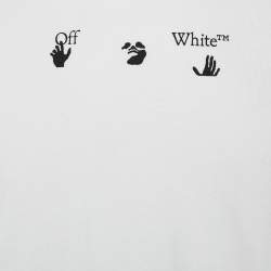 Pre Owned Off White White Inkblot Logo Printed Cotton Crewneck T-Shirt S