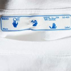 Pre Owned Off White White Inkblot Logo Printed Cotton Crewneck T-Shirt S