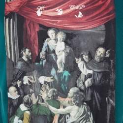 Pre Owned Off-White Green Caravaggio Printed Cotton Crewneck T-Shirt S