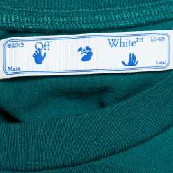 Pre Owned Off-White Green Caravaggio Printed Cotton Crewneck T-Shirt S