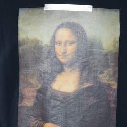 Off-White Black Mona Lisa Printed Cotton Knit Crewneck Sweatshirt S