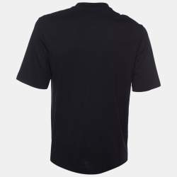 Pre Owned Off-White Black Logo Embroidered Cotton Knit T-Shirt S