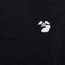 Pre Owned Off-White Black Logo Embroidered Cotton Knit T-Shirt S