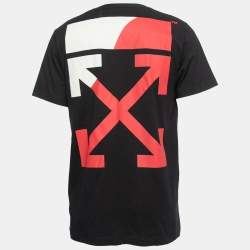 Pre Owned Off-White Black Printed Cotton Crew Neck Short Sleeve T-Shirt L