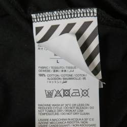 Pre Owned Off-White Black Printed Cotton Crew Neck Short Sleeve T-Shirt L