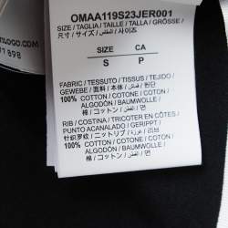 Pre Owned Off-White Black Logo Printed Cotton Crewneck T-Shirt S