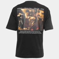 Pre Owned Off-White Black Caravaggio Crowning Cotton Crew Neck T-Shirt S