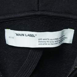 Off-White Black Printed Cotton Zip Front Hooded Jacket M