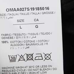 Pre Owned Off-White Black Printed Cotton Crew Neck Half Sleeve T-Shirt L