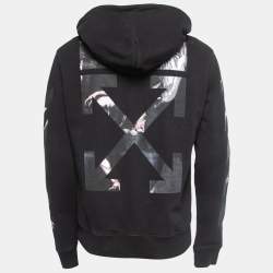 Off-White Black Caravaggio Arrows Print Cotton Knit Hoodie S