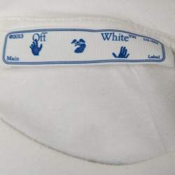 Pre Owned Off-White White Logo Print Cotton Oversized Crew Neck T-Shirt S