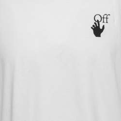 Pre Owned Off-White White Logo Print Cotton Oversized Crew Neck T-Shirt S