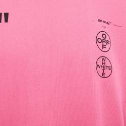 Off-White Pink Impressionism Print Cotton Crew Neck Sweatshirt L