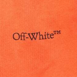 Pre Owned Off-White Orange Cotton Knit Logo Printed Shorts M
