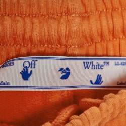 Pre Owned Off-White Orange Cotton Knit Logo Printed Shorts M