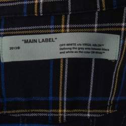Off-White Navy Blue Checkered Cotton Button Front Shirt XS