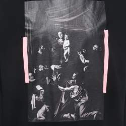 Pre Owned Off-White Black Caravaggio Print Cotton Crew Neck Sweatshirt M