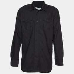 Off-White Black Cotton Firetape Printed Button Front Oversized Shirt M