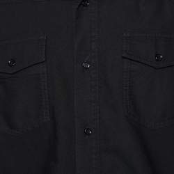 Off-White Black Cotton Firetape Printed Button Front Oversized Shirt M