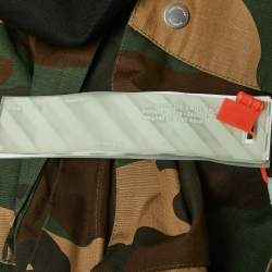 Pre Owned Off-White Black/Military Green Cotton Quote Split Button Front Jacket L