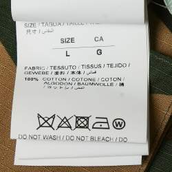 Pre Owned Off-White Black/Military Green Cotton Quote Split Button Front Jacket L