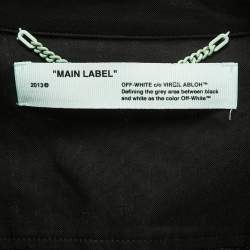 Pre Owned Off-White Black/Military Green Cotton Quote Split Button Front Jacket L