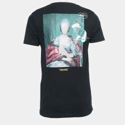Pre Owned Off-White Black Graphic Logo Print Cotton Half Sleeve T-Shirt S