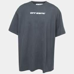 Off-White Seasonal Blue Logo Print Cotton Crew Neck Half Sleeve T-Shirt XL