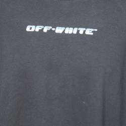 Off-White Seasonal Blue Logo Print Cotton Crew Neck Half Sleeve T-Shirt XL