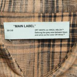 Off-White Beige Plaid Linen Button Front Full Sleeve Shirt M