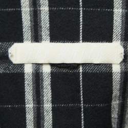 Off-White Black Plaid Cotton Button Front Full Sleeve Shirt L