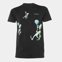 Pre Owned Off-White Black Alien Arrow Print Cotton Half Sleeve T-Shirt XS