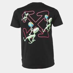Pre Owned Off-White Black Alien Arrow Print Cotton Half Sleeve T-Shirt XS