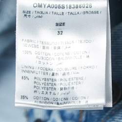 Off-White Light Blue Distressed Denim Buttoned Paperbag Waist Jeans M Waist 30"
