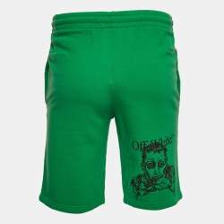 Off-White Green Cotton Printed Bermuda Shorts XS