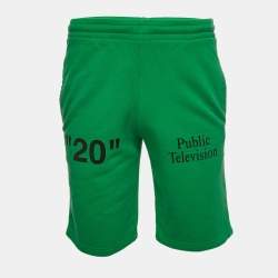 Off-White Green Cotton Printed Bermuda Shorts XS